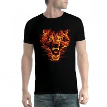 Flaming Wolf Scary Men T-shirt XS-5XL New