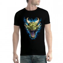 Green Dragon Face Flames Men T-shirt XS-5XL New