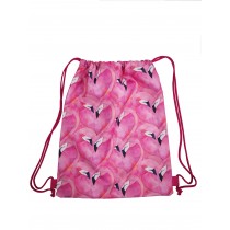 Handmade Drawstring Backpack Waterproof Bag Sport Travel Hiking Flamingo