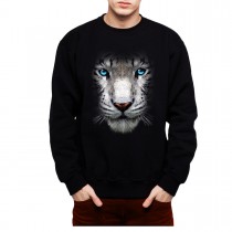 White Tiger Face Blue Eyes Animals Men Sweatshirt S-3XL New