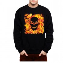 Fire Skull Hell Flames Mens Sweatshirt S-3XL