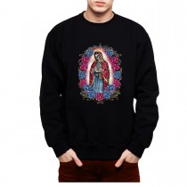 Dead Virgin Mary Roses Cross Mens Sweatshirt S-3XL