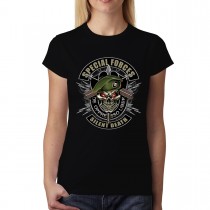 Special Forces Military Skull Womens T-shirt XS-3XL