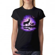 Deer Galaxy Moon Women's T-shirt