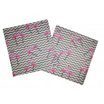 Handmade Pillow Case 100% Cotton 40x40cm Set of 2 Flamingos Pink