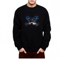 Blue Eyes Black Cat Animals Mens Sweatshirt S-3XL