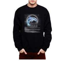 Dolphin Jumps Out Full Moon Mens Sweatshirt S-3XL
