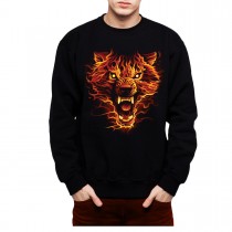 Flaming Wolf Scary Men Sweatshirt S-3XL