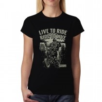 Motorcycle Live to Ride Biker Womens T-shirt XS-3XL