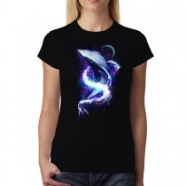 Whale Galaxy Moon Women's T-shirt XS-3XL