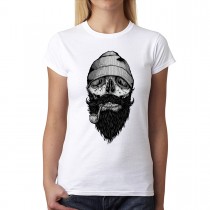 Sailor Skull Beard Tobacco Pipe Womens T-shirt XS-3XL