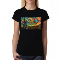 Starry Night Painting Cubism Women T-shirt XS-3XL New