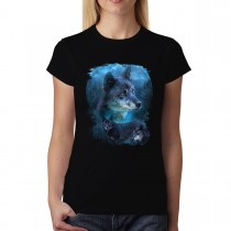 Blue Wolf Hunting Womens T-shirt XS-3XL