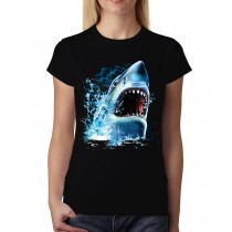 Shark Attack Bite Great White Shark Womens T-shirt S-3XL