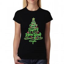 Christmas Tree Greetings Womens T-shirt XS-3XL