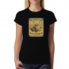 Moose Funny Women T-shirt XS-3XL New