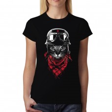 Biker Cat Women T-shirt XS-3XL New