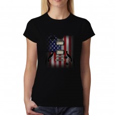 Guitar USA Flag Womens T-shirt XS-3XL