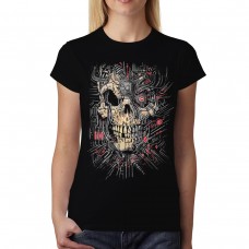 Cyborg Skull Robot Womens T-shirt XS-3XL