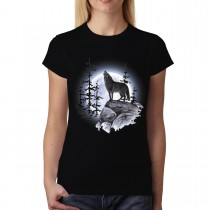 Howling Wolf Full Moon Womens T-shirt XS-3XL