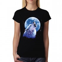 Howling Wolf Moon Midnight Womens T-shirt XS-3XL