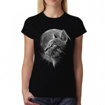 Cat Moon Womens T-shirt XS-3XL