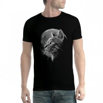 Cat Moon Mens T-shirt XS-5XL