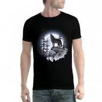 Howling Wolf Full Moon Mens T-shirt XS-5XL