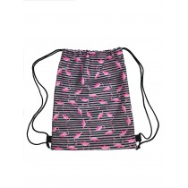 Handmade Drawstring Backpack Waterproof Bag Sport Travel Pink Flamingo