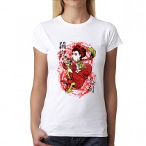 Geisha Red Dragon Hand Fan Blood Womens T-shirt XS-3XL