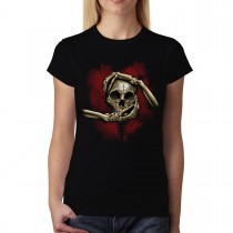 Skull Hands Cross Women T-shirt S-3XL New