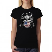 Rock Drums Peace Women T-shirt S-3XL New