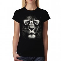 Lion Glasses Funny Animals Women T-shirt XS-3XL New