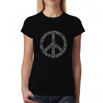 Peace Sign Music Note Clef Womens T-shirt XS-3XL