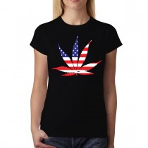 American Pot Leaf Weed Cannabis Women T-shirt XS-3XL New