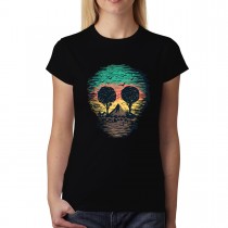 Volcano Trees Nature Mask Womens T-shirt XS-3XL