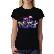 Wolves Horde Lightning Moon Womens T-shirt S-3XL