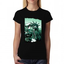 Statue Of Liberty Gas Mask Nuclear War Womens T-shirt XS-3XL
