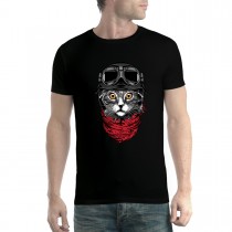 Cat Biker Scarf Goggles Mens T-shirt XS-5XL